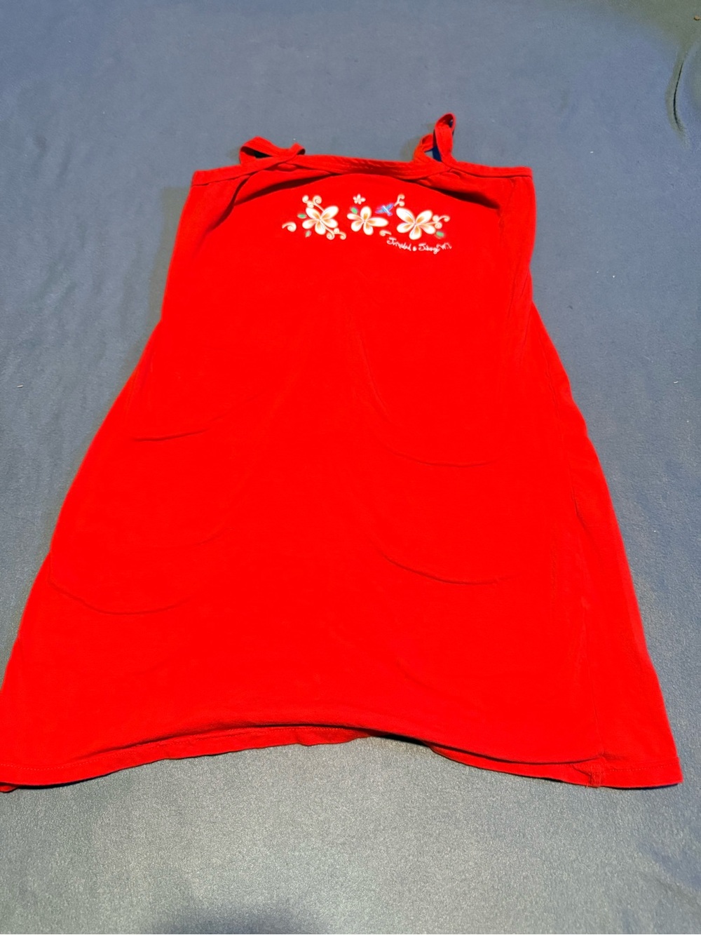 Red Floral Appliqué Tank Dress